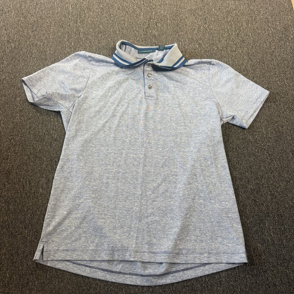 Vintage Y2k Perry Ellis Navy Striped Heather Golf Polo Men's Medium